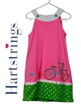 Girls Hartstrings Sleeveless Dress with Embroidered Bike and Polka dot Hem  6